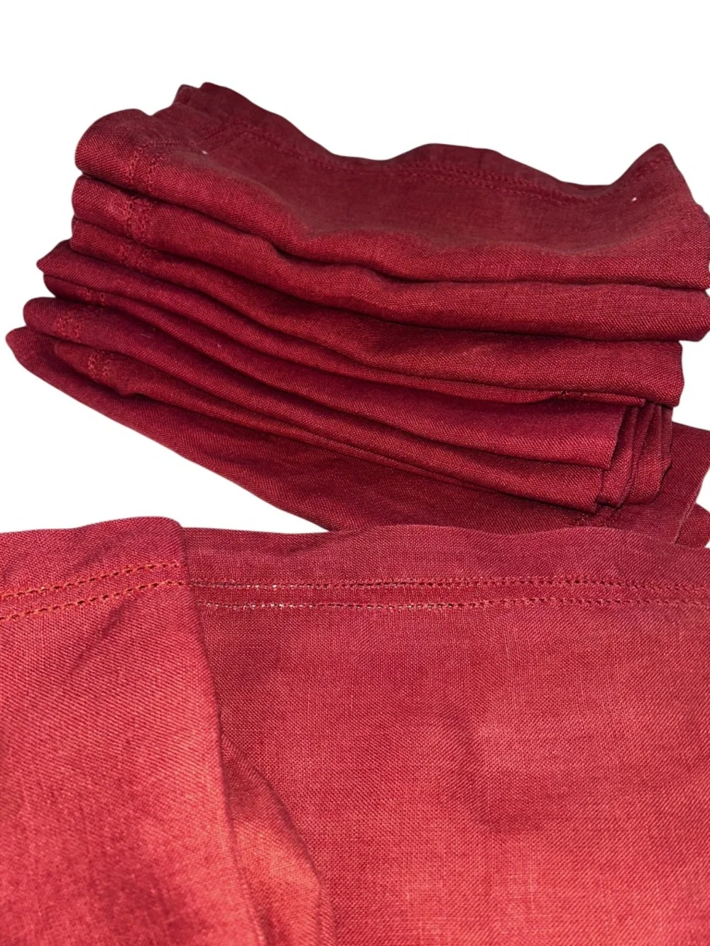 Williams Sonoma Rust red 15 pieces linen 8 napkins 8 placemats